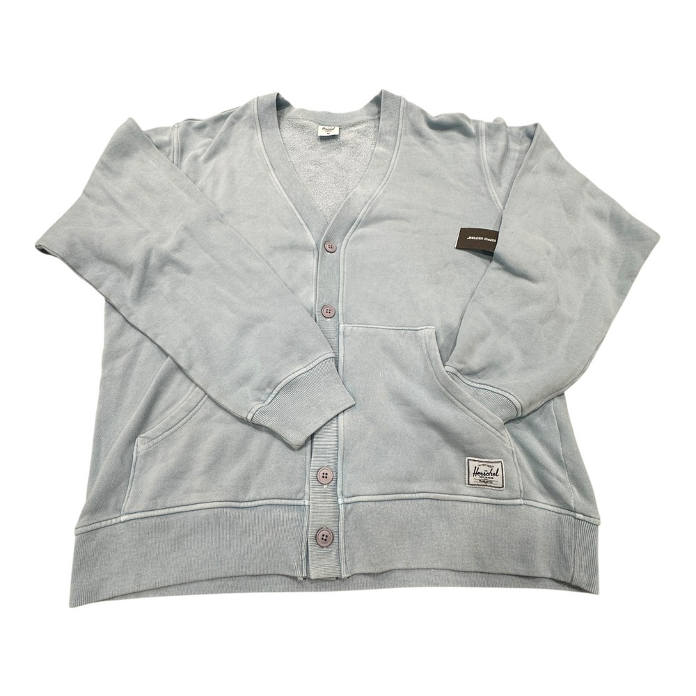 Herschel Supply Co. Cardigan Sweatshirt Light Blue Cotton Blend Size M - Picture 2 of 10